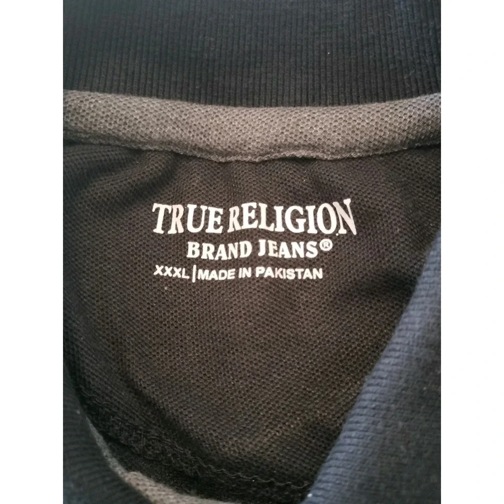 NWT True Religion Men's Color Block Polo Shirt Black Heather Grey SS XXXL